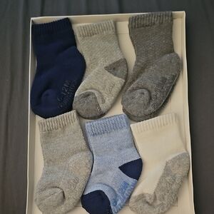 Fruit of the Loom Baby Socks Set - Navy, Gray, and Cream